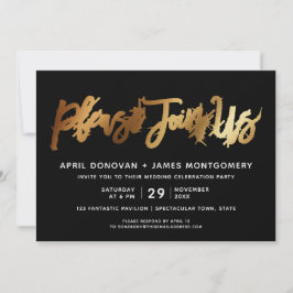 Doe mee met ons borstel typografie bruiloft uitnod kaart