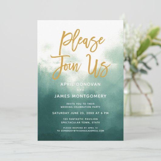 Doe mee met ons borstel typografie bruiloft uitnod kaart (Staand voorkant)