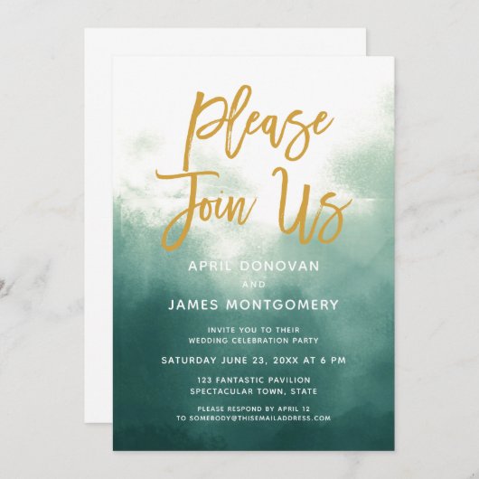 Doe mee met ons borstel typografie bruiloft uitnod kaart (Voorkant / Achterkant)