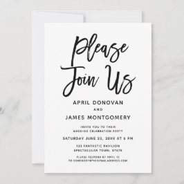 Doe mee met ons borstel typografie bruiloft uitnod kaart