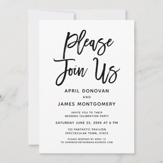 Doe mee met ons borstel typografie bruiloft uitnod kaart (Voorkant)