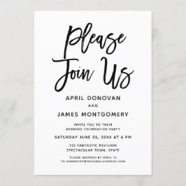 Doe mee met ons borstel typografie bruiloft uitnod kaart