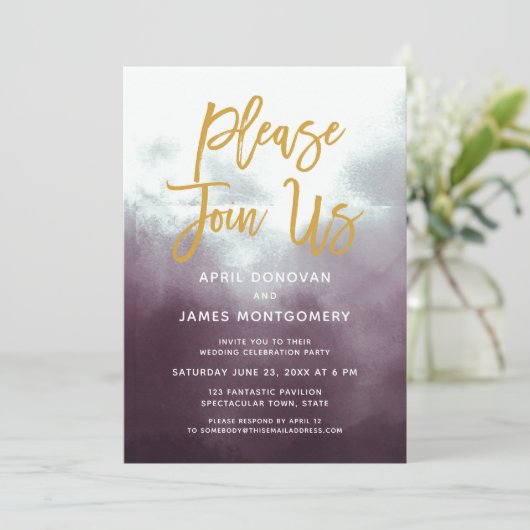 Doe mee met ons borstel typografie bruiloft uitnod kaart (Staand voorkant)