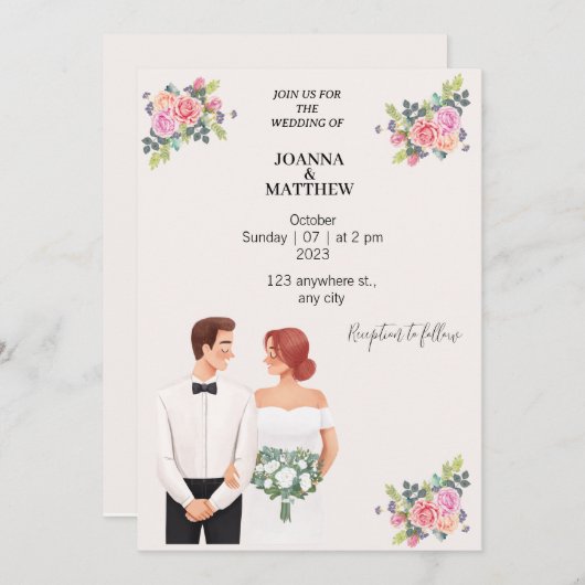 Doe mee met ons bruiloft kaart (Voorkant / Achterkant)