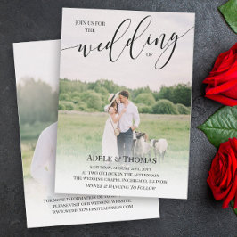 Doe mee met ons Calligrafie Foto Double Sided Wedd Kaart