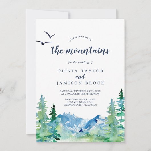 Doe mee met ons in de bergachtige bruiloft kaart (Voorkant)