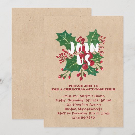 Doe mee met ons kerstfeest kaart (Voorkant / Achterkant)