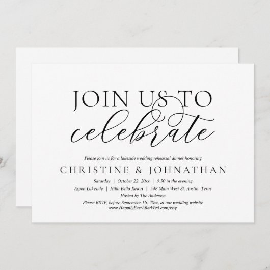 Doe mee met ons om te vieren, met ons trouwfeest. kaart (Voorkant / Achterkant)