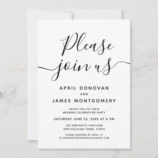 Doe mee met ons Typografie bruiloft uitnodiging (Voorkant)