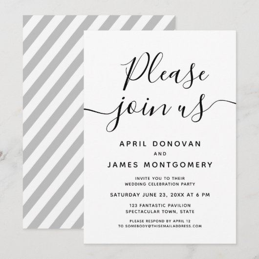 Doe mee met ons Typografie bruiloft uitnodiging (Voorkant / Achterkant)