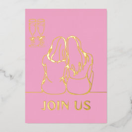 Doe mee met ons verlovingsfeest folie feestdagenkaart