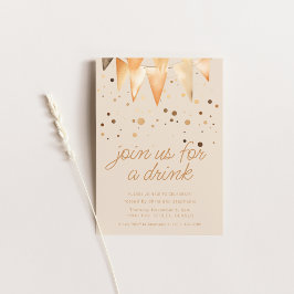 Doe mee met ons voor een Drink Beige Party Invitat Kaart