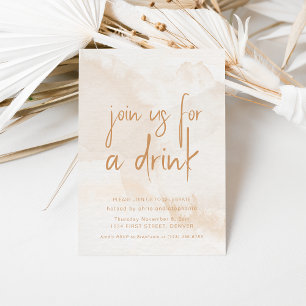 Doe mee met ons voor een Drink Beige Party Invitat Kaart
