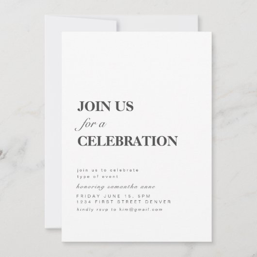 Doe mee met ons voor een feestuitnodiging kaart (Voorkant)