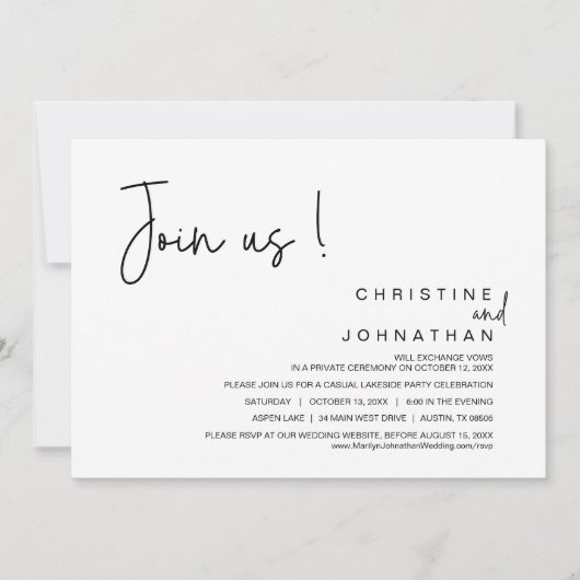 Doe mee met ons, Wedding Elopement Dinner, Party,  Kaart (Voorkant)