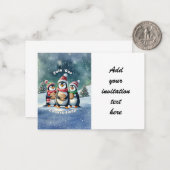 Doe mee met onze Cookie Swap - Penguin Invitation Notitiekaartje (Voorkant / Achterkant in situ)