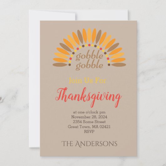 Doe mee met onze uitnodiging voor het Thanksgiving (Voorkant)