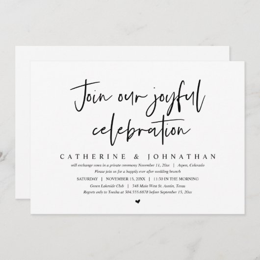 Doe mee met onze vreugdevolle viering, bruiloft br kaart (Voorkant / Achterkant)