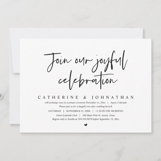 Doe mee met onze vreugdevolle viering, bruiloft br kaart (Voorkant)