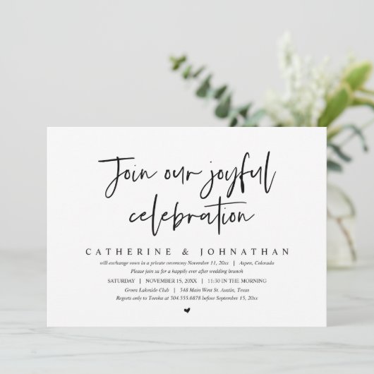 Doe mee met onze vreugdevolle viering, bruiloft br kaart (Staand voorkant)