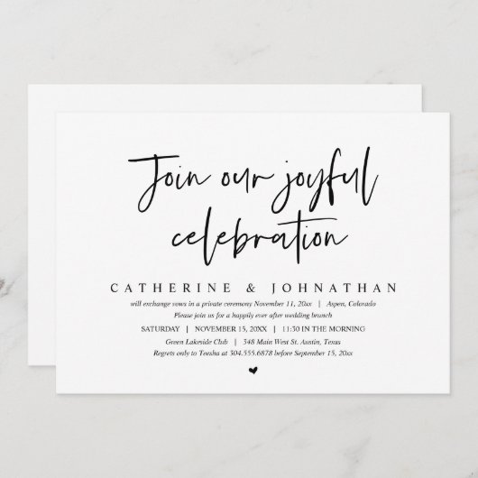 Doe mee met onze vreugdevolle viering, bruiloft br kaart (Voorkant / Achterkant)