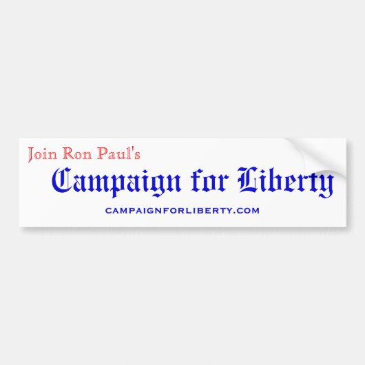 Doe mee met Ron Paul's campagne voor vrijheid... Bumpersticker (Voorkant)