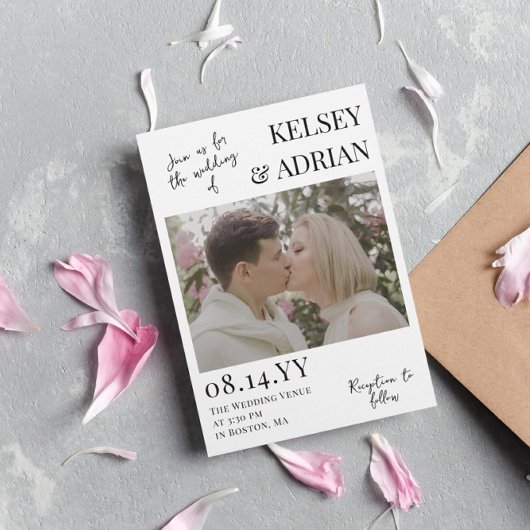 Doe mee met Us Modern Typography Photo Wedding Kaart