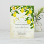 Doe mee met Waterverf Lemons en Greenery Wedding Kaart (Staand voorkant)