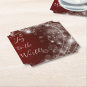 Doe mee met witte sneeuwvlokken op rood kartonnen onderzetters (Gekanteld)