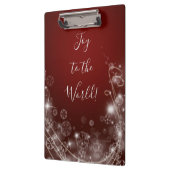 Doe mee met witte sneeuwvlokken op rood klembord (Links)