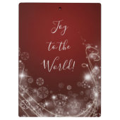 Doe mee met witte sneeuwvlokken op rood klembord (Achterkant)