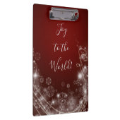 Doe mee met witte sneeuwvlokken op rood klembord (Rechts)