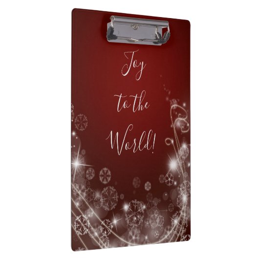 Doe mee met witte sneeuwvlokken op rood klembord (Rechts)