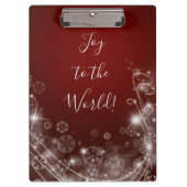 Doe mee met witte sneeuwvlokken op rood klembord (Voorkant)