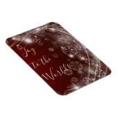 Doe mee met witte sneeuwvlokken op rood magneet (Rechterzijde)