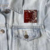 Doe mee met witte sneeuwvlokken op rood vierkante button 5,1 cm (In situ)