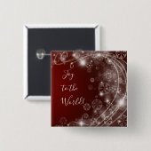 Doe mee met witte sneeuwvlokken op rood vierkante button 5,1 cm (Voorkant /achterkant)