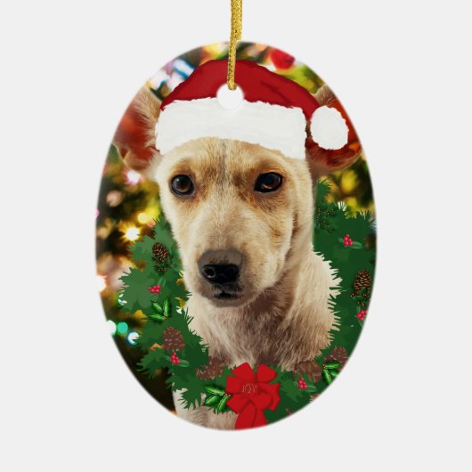Doe mee naar de Puppy Keramisch Ornament (Voorkant)