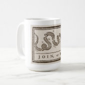 Doe mee of sterf ratelslang: Cartoon Benjamin Fran Koffiemok (Voorkant links)