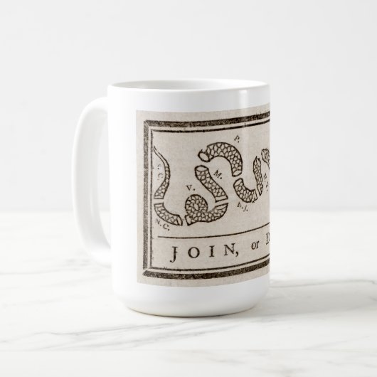 Doe mee of sterf ratelslang: Cartoon Benjamin Fran Koffiemok (Voorkant links)