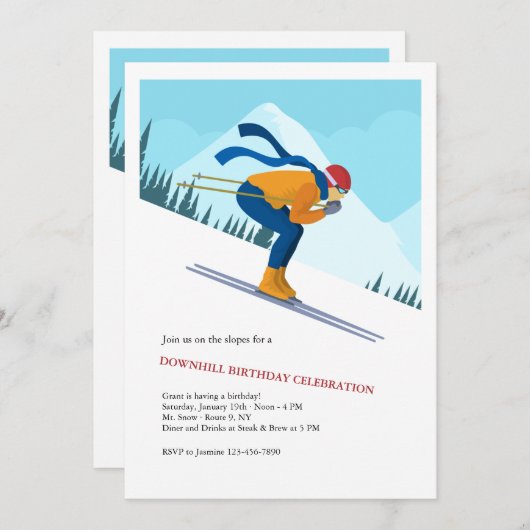 Doe mee op de Slopes Party uitnodiging (Voorkant / Achterkant)