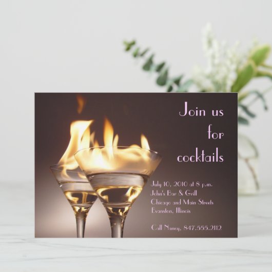 "Doe mee voor cocktails"-uitnodiging Kaart (Staand voorkant)