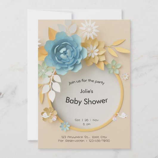 Doe mee voor een Baby shower Party - Uitnodiging K (Voorkant)