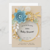 Doe mee voor een Baby shower Party - Uitnodiging K (Voorkant / Achterkant)
