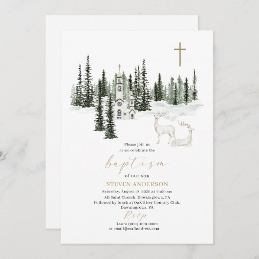 Doe mee voor een doop, het is koud buiten Uitnodig Kaart (Voorkant / Achterkant)