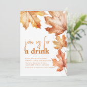 Doe mee voor een Drink Herfst Leaf Party Invite Kaart (Staand voorkant)