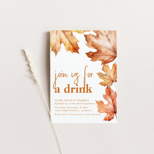 Doe mee voor een Drink Herfst Leaf Party Invite Kaart