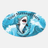 Doe mee voor een haaienbeet ovale sticker (Voorkant)