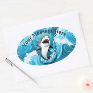 Doe mee voor een haaienbeet ovale sticker