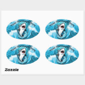 Doe mee voor een haaienbeet ovale sticker (Vel)